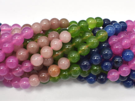 Jade - Multi Color, 8mm, Round, 15 Inch-RainbowBeads