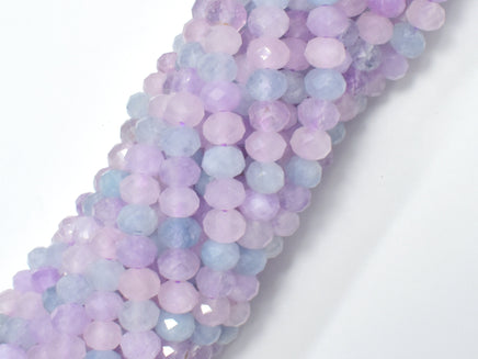 Aquamarine, Lavender Amethyst (Lavender Jade), Rose Quartz, 4x6mm Faceted Rondelle,-RainbowBeads