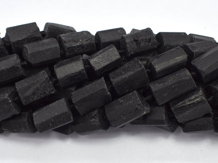 Raw Black Tourmaline, 9x(11-14)mm, Faceted Tube-RainbowBeads