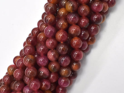 Jade - Orange, Red, 8mm Round-RainbowBeads