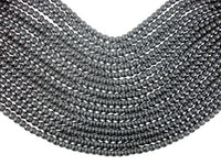 Matte Black Onyx Beads, 6mm Round Beads-with polished line-RainbowBeads