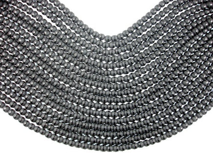 Matte Black Onyx Beads, 6mm Round Beads-with polished line-RainbowBeads