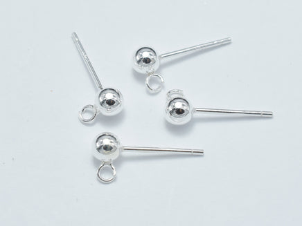 6pcs (3pairs) 925 Sterling Silver Ball Earring Stud Post with Open Loop-RainbowBeads