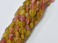 Jade - Yellow Pink 12mm Heart Beads-Rainbow Beads