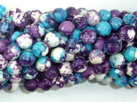 Rain Flower Stone Beads, Blue, Purple, 8mm Faceted Round Beads-RainbowBeads