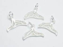 2pcs 925 Sterling Silver Charms, Whale Tail, Mermaid Tail, Silver Pendant, 18x13mm-RainbowBeads