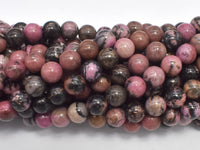 Rhodonite, Round beads, 8mm (8.5mm)-RainbowBeads