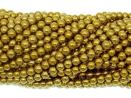Hematite Beads-Gold, 4mm Round Beads-RainbowBeads