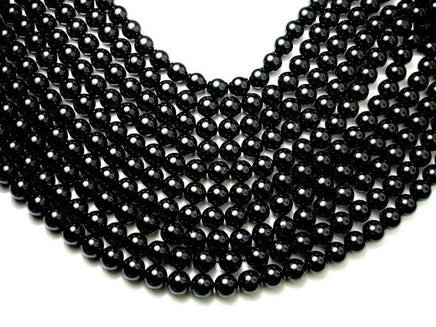 Black Tourmaline Beads, Round, 10mm-RainbowBeads