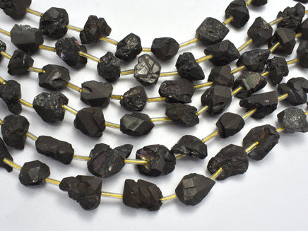 Raw Quartz - Coated Black, Approx. 12x15mm Nugget-RainbowBeads