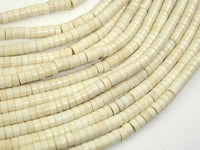 White Howlite Beads, 2x4mm Heishi Beads-RainbowBeads