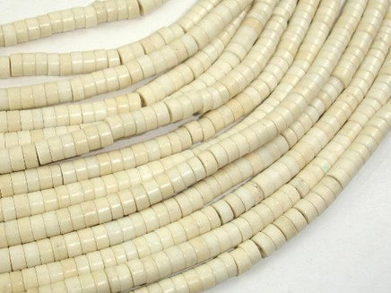 White Howlite Beads, 2x4mm Heishi Beads-RainbowBeads