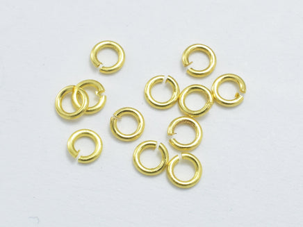 Approx. 300pcs 3mm Open Jump Ring, 0.6mm (22gauge), Gold Plated Brass Jump Ring-RainbowBeads