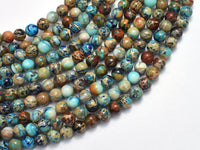 Impression Jasper- Blue 6mm Round-RainbowBeads