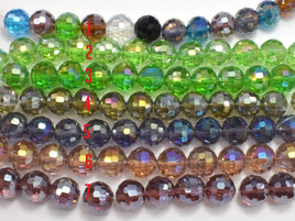 Crystal Glass Beads, 12mm Faceted Round Beads with AB, 12 beads-RainbowBeads