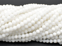 Matte White Jade Beads, 4mm (4.7mm) Round Beads-RainbowBeads