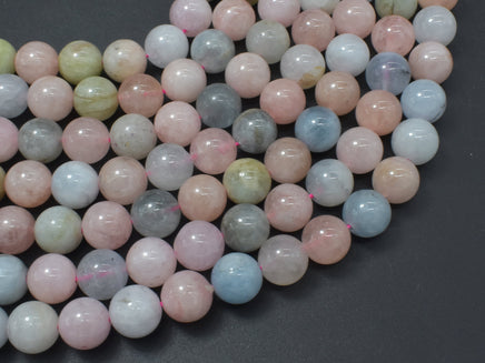 Beryl Beads, Aquamarine, Morganite, Heliodor, 10mm, Round-RainbowBeads