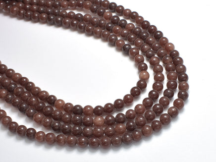 Jade - Coffee, 4mm Round Beads, 15 Inch-RainbowBeads