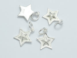 2pcs 925 Sterling Silver Charms, Star Charms, 12mm-RainbowBeads