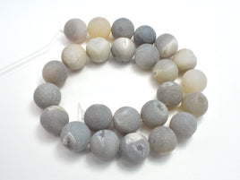 Druzy Agate Beads, Geode Beads-Gray, 16mm Round Beads-RainbowBeads