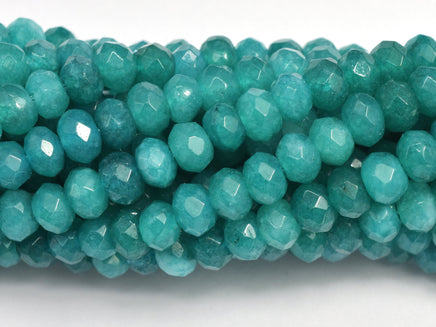 Jade -Teal 3x4mm Faceted Rondelle, 14 Inch-RainbowBeads