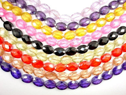 CZ bead, 9 x 12 mm Faceted Oval-RainbowBeads