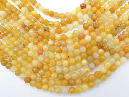 Yellow Jade Beads, Round, 6mm, 15.5 Inch-RainbowBeads