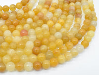 Yellow Jade Beads, Round, 6mm, 15.5 Inch-RainbowBeads