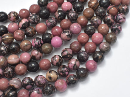 Rhodonite, Round beads, 8mm (8.5mm)-RainbowBeads