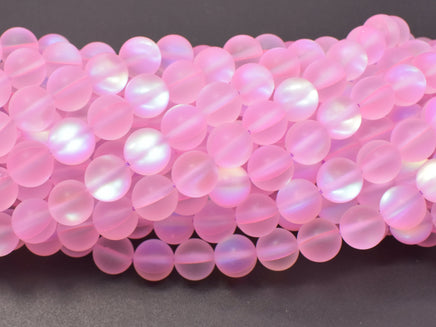 Matte Mystic Aura Quartz-Pink, 6mm (6.5mm) Round-RainbowBeads