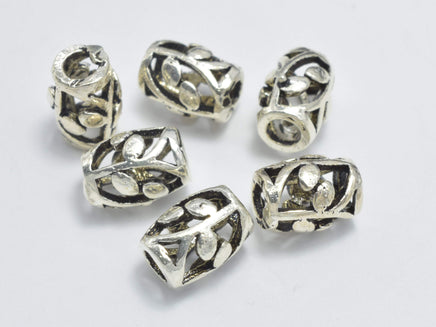 4pcs 925 Sterling Silver Beads-Antique Silver, 5.3x7.2mm Filigree Drum Beads-RainbowBeads