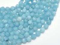 Jade - Aquamarine, 8mm Faceted Star Cut Round-RainbowBeads