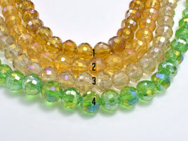 2 strands Crystal Glass Beads, 8mm Faceted Round Beads with AB, 7.5 Inch-RainbowBeads