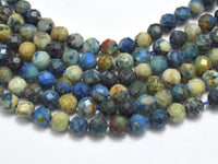 Natural Azurite, 3mm Micro Faceted Round Bead-RainbowBeads