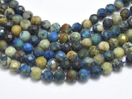 Natural Azurite, 3mm Micro Faceted Round Bead-RainbowBeads