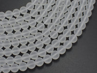 Matte Clear Quartz 8mm Round-RainbowBeads