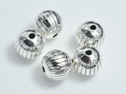 2pcs 925 Sterling Silver Beads-Antique Silver, 8mm Round, Spacer Beads-RainbowBeads