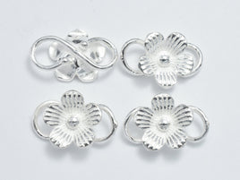 1pc 925 Sterling Silver Bead Connector, Flower Connector, Flower Link, Opened S Wire, 17x11mm-RainbowBeads