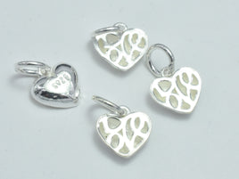 2pcs 925 Sterling Silver Charm, Heart Charm, 9x9mm-RainbowBeads