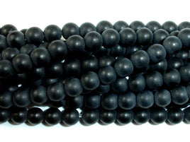 Matte Black Onyx Beads, Round, 4mm-RainbowBeads