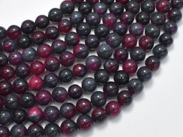 Jade - Gray, Red, 8mm, Round-RainbowBeads