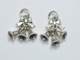 1pc 925 Sterling Silver Charm-Antique Silver, Bell Charm, Approx. 21x12mm, 6mm Bell-RainbowBeads