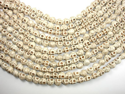 Howlite Beads, 8mm x 10mm Skull Beads-RainbowBeads