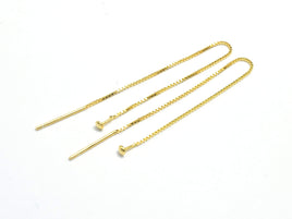 4pcs 24K Gold Vermeil Ear Wire, 925 Sterling Silver Ear Wire, 90mm Long Chain Ear wire-RainbowBeads