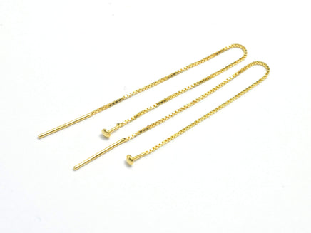 4pcs 24K Gold Vermeil Ear Wire, 925 Sterling Silver Ear Wire, 90mm Long Chain Ear wire-RainbowBeads