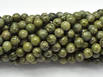 Alligator Skin Jasper Beads, Green Brecciated Jasper, Round, 6mm-RainbowBeads