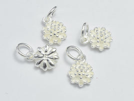 2pcs 925 Sterling Silver Charms, Flower Charms, 8mm-RainbowBeads