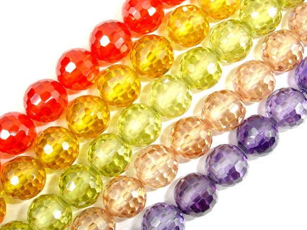 CZ beads, 8mm Faceted Round-RainbowBeads