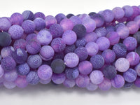 Frosted Matte Agate Beads- Purple, 7.8mm, Round Beads-RainbowBeads