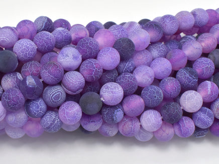 Frosted Matte Agate Beads- Purple, 7.8mm, Round Beads-RainbowBeads